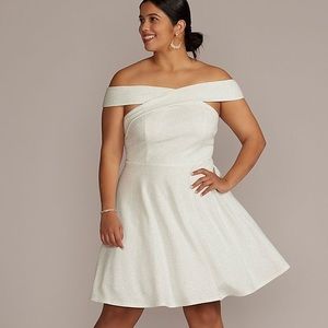 Plus size white sparkly bridal event dress